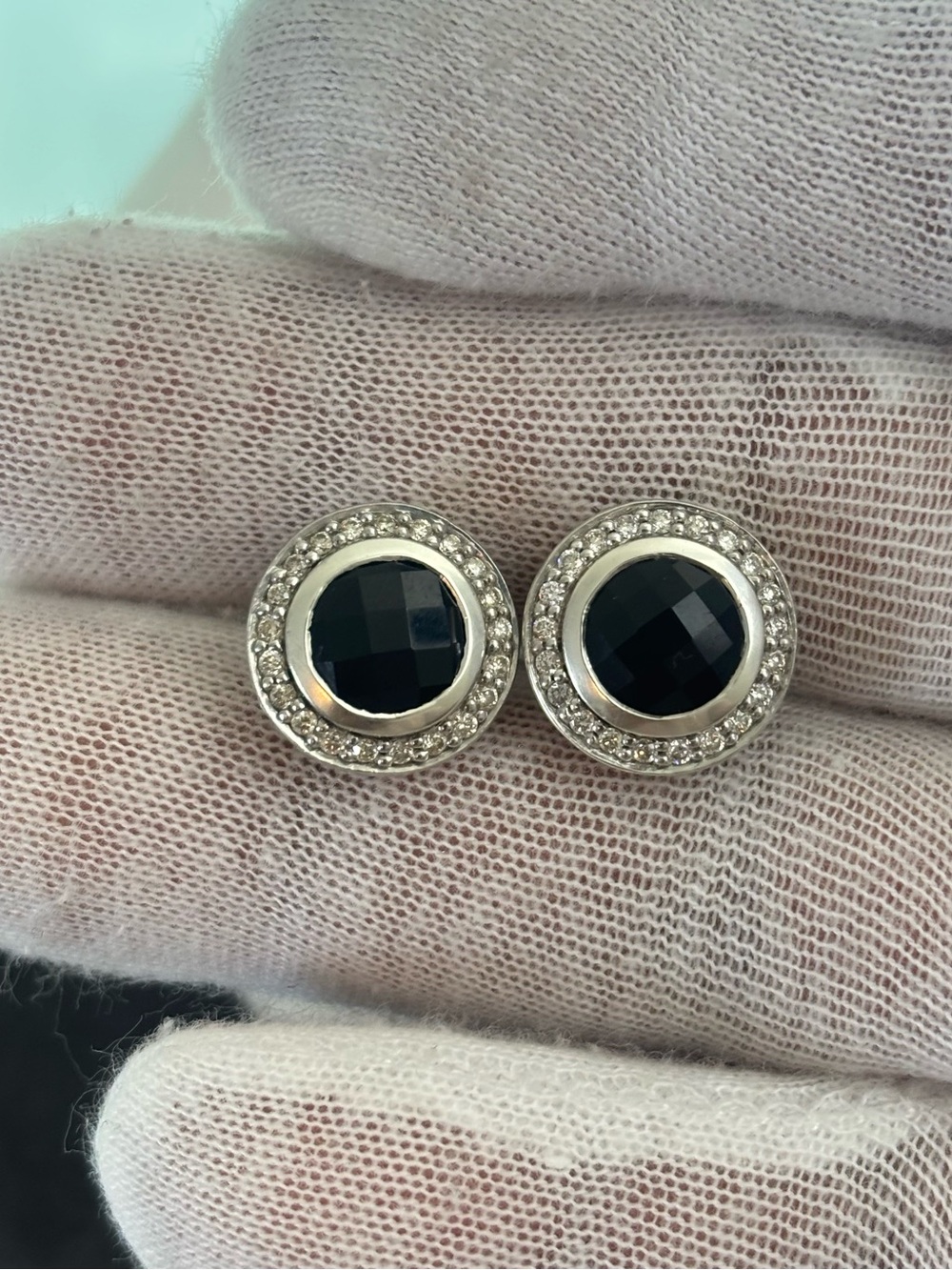 David Yurman Petite Cerise Earrings with Black Onyx & Diamonds 13mm